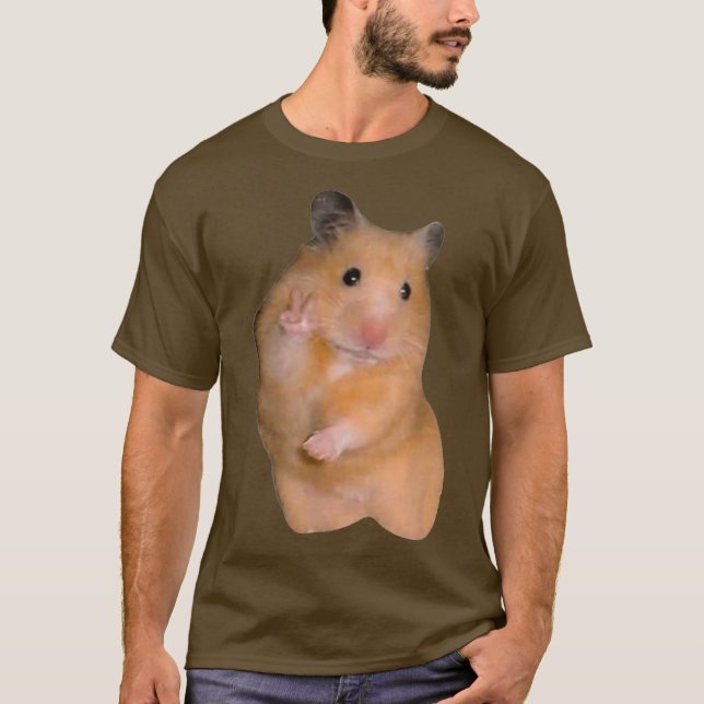 Hamster Meme With Peace Sign T-Shirt (Front)