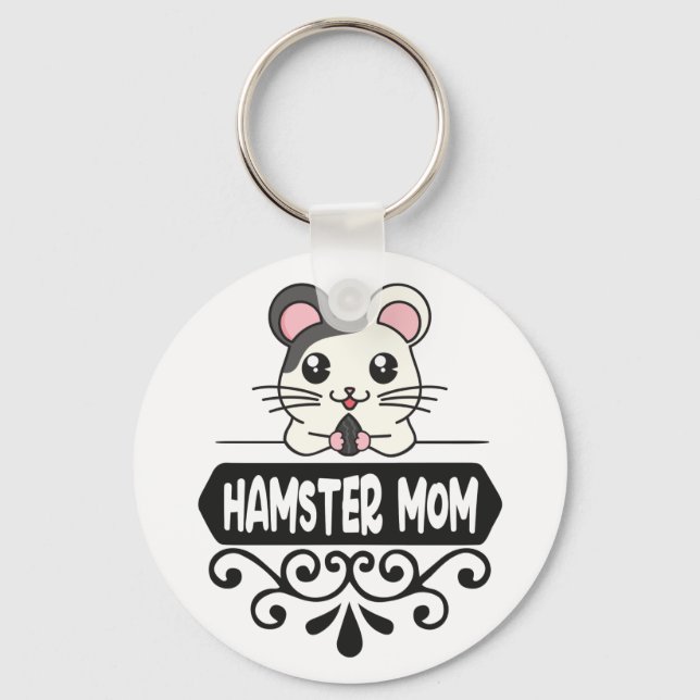 Hamster mom pet animal lovers cute key ring (Front)