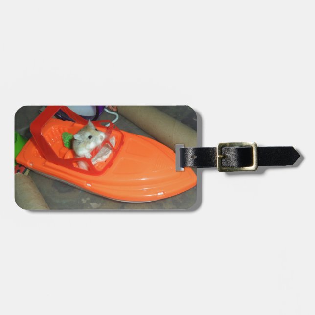Hamster on a boat luggage tag (Front Horizontal)