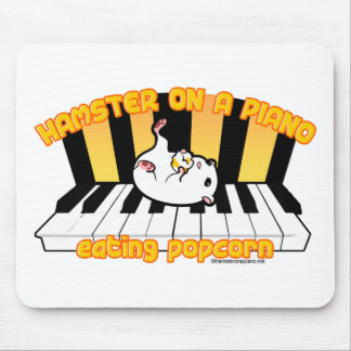 Hamster on a piano eating popcorn mouse mat