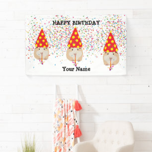 Hamster Partying - Animals at Birthday Party Banner