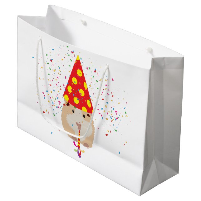 Hamster Partying - Animals Having a Party Large Gift Bag (Front Angled)