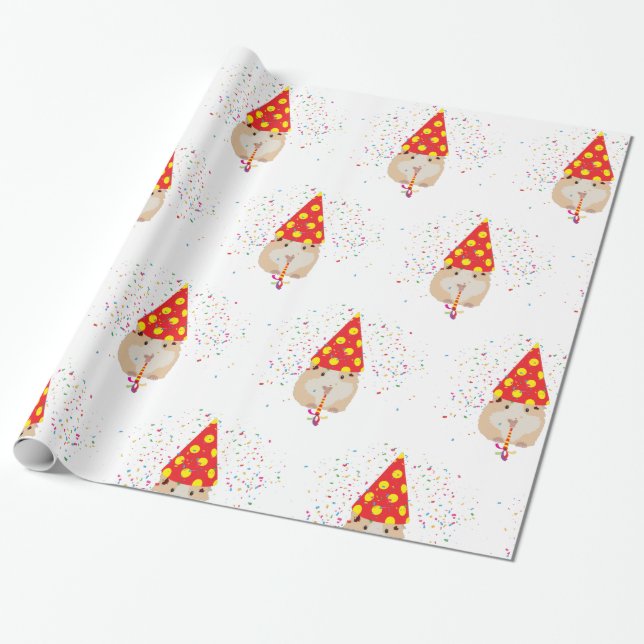 Hamster Partying - Animals Having a Party Wrapping Paper (Unrolled)