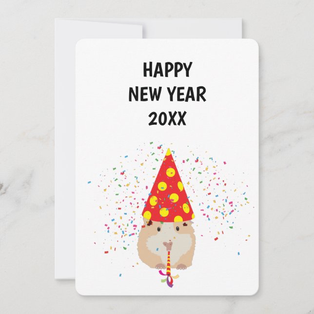 Hamster Partying - Animals Holiday New Years Card (Front)