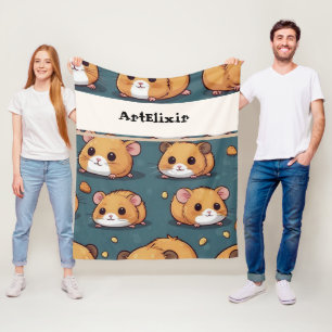 Hamster Pattern Print  Fleece Blanket