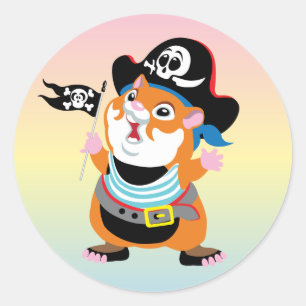 hamster pirate classic round sticker