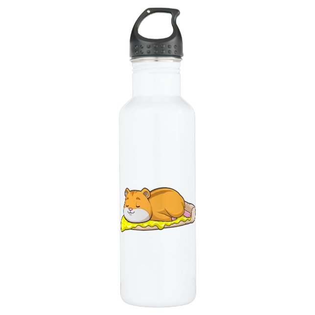 Hamster & Pizza with Cheese 710 Ml Water Bottle (Front)