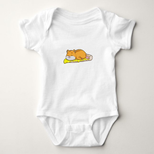 Hamster & Pizza with Cheese Baby Bodysuit (Front)