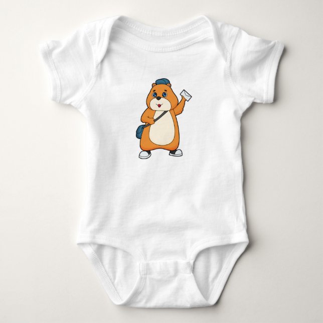 Hamster Postman Letter Baby Bodysuit (Front)