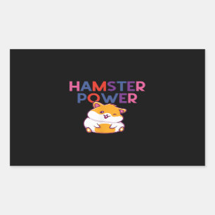 Hamster Power Cute Hamster Cartoon Rectangular Sticker