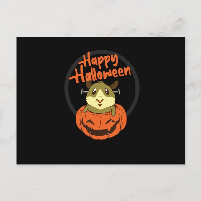 Hamster Pumpkin Happy Halloween Postcard (Front)