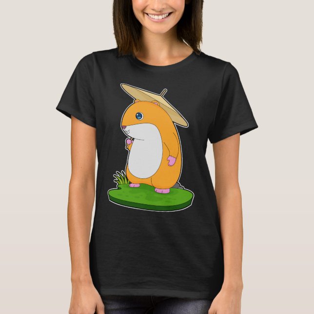 Hamster Raining Umbrella T-Shirt (Front)