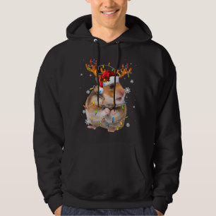Hamster Reindeer Christmas Lights Funny Hamster Xm Hoodie