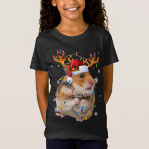Hamster Reindeer Christmas Lights Funny Hamster Xm T-Shirt