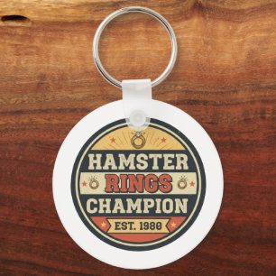 Hamster Rings Champion Retro Badge Key Ring