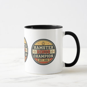Hamster Rings Champion Retro Badge Mug