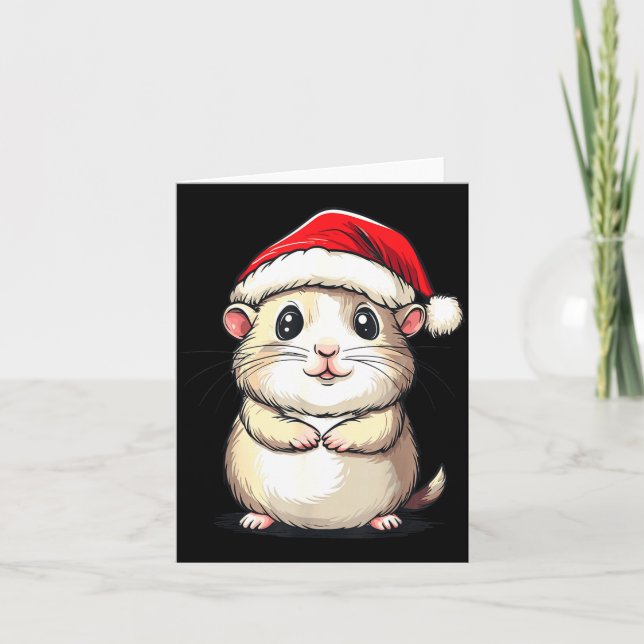 Hamster Santa Hat Pet Lover Boys Girls Kids Christ Card (Front)