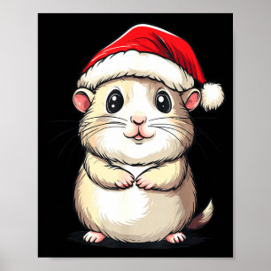 Hamster Santa Hat Pet Lover Boys Girls Kids Christ Poster