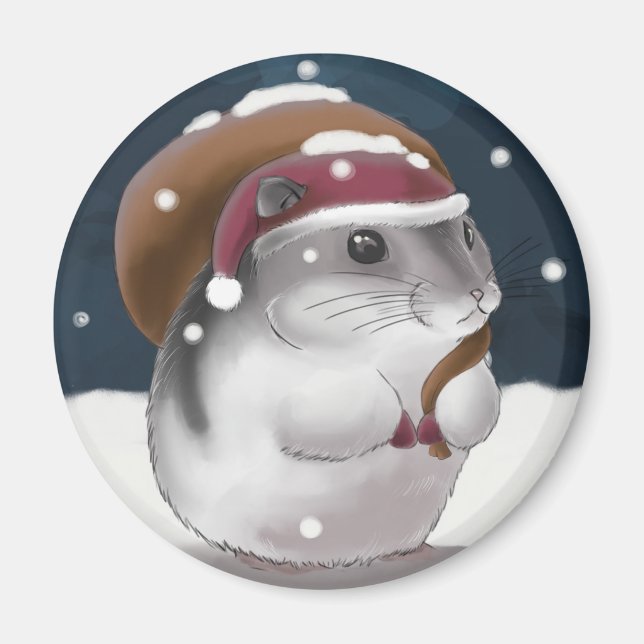 Hamster Santa Magnet (Front)