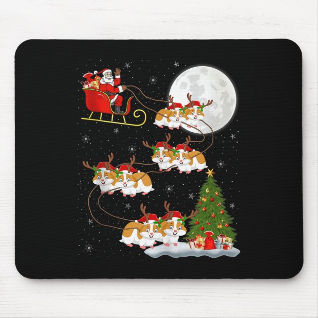 Hamster Santa Sleigh Flying Funny Magical Christma Mouse Mat (Front)