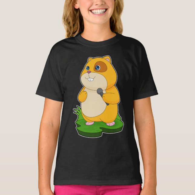 Hamster Singer Microphone Music T-Shirt (Front)