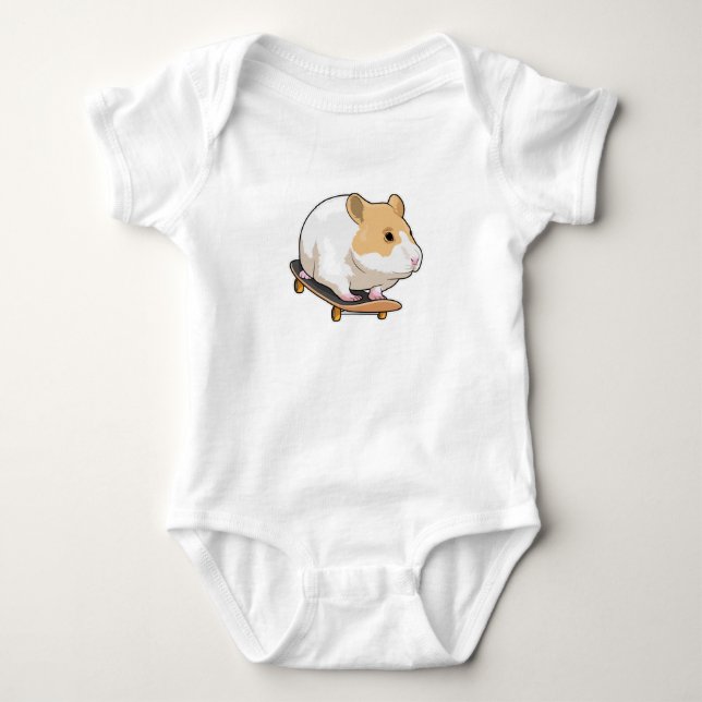Hamster Skater Skateboard Baby Bodysuit (Front)