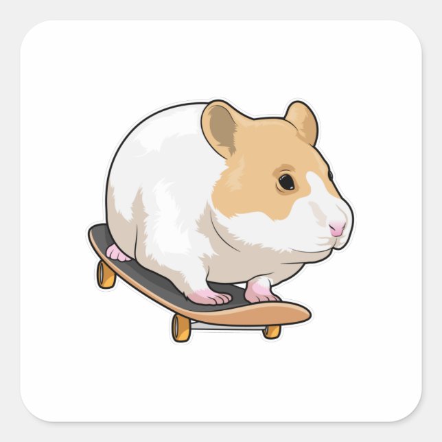 Hamster Skater Skateboard Square Sticker (Front)