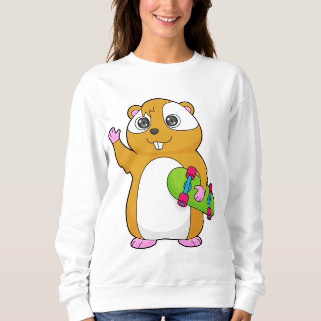 Hamster Skater Skateboard Sweatshirt (Front)