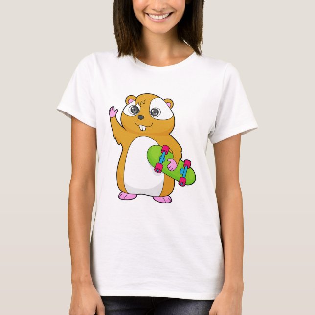 Hamster Skater Skateboard T-Shirt (Front)