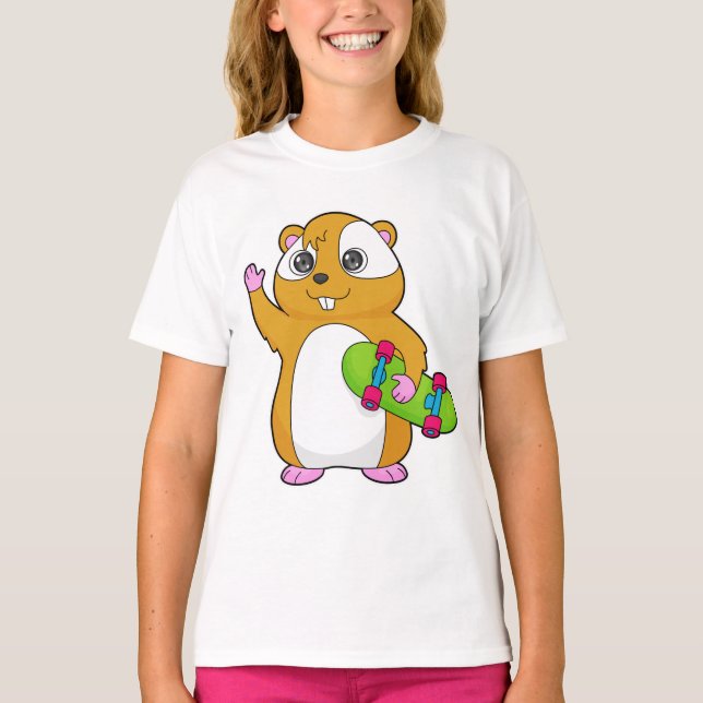 Hamster Skater Skateboard T-Shirt (Front)