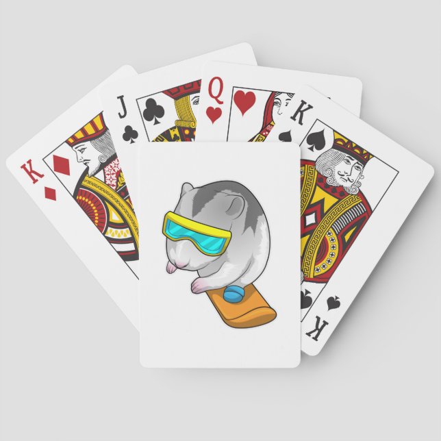 Hamster Snowboarder Snowboard Playing Cards (Back)