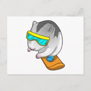Hamster Snowboarder Snowboard Postcard