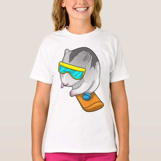 Hamster Snowboarder Snowboard T-Shirt (Front)