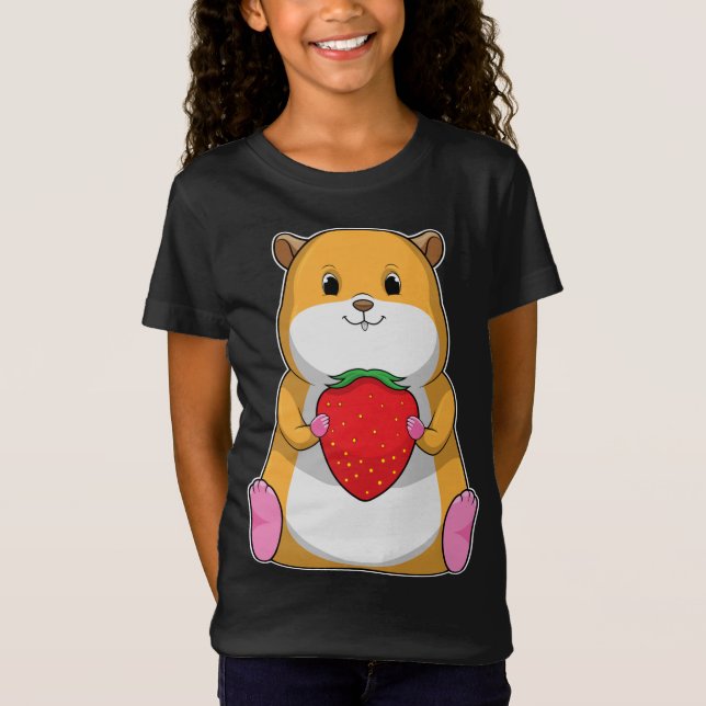 Hamster Strawberry Fruit T-Shirt (Front)