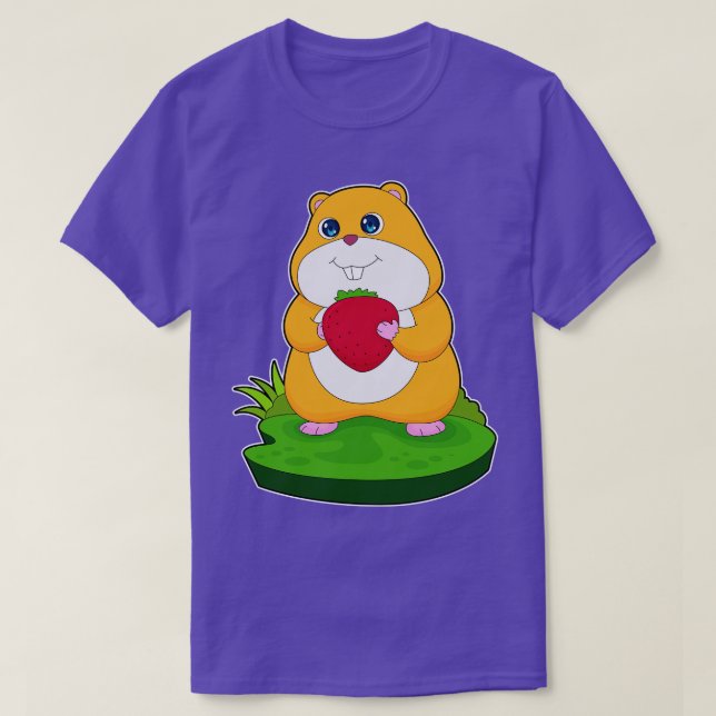 Hamster Strawberry Fruit T-Shirt (Design Front)