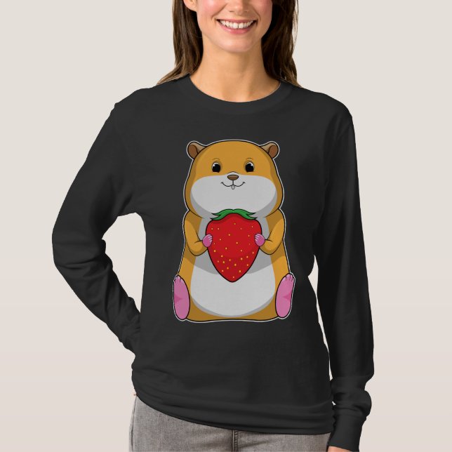 Hamster Strawberry Fruit T-Shirt (Front)