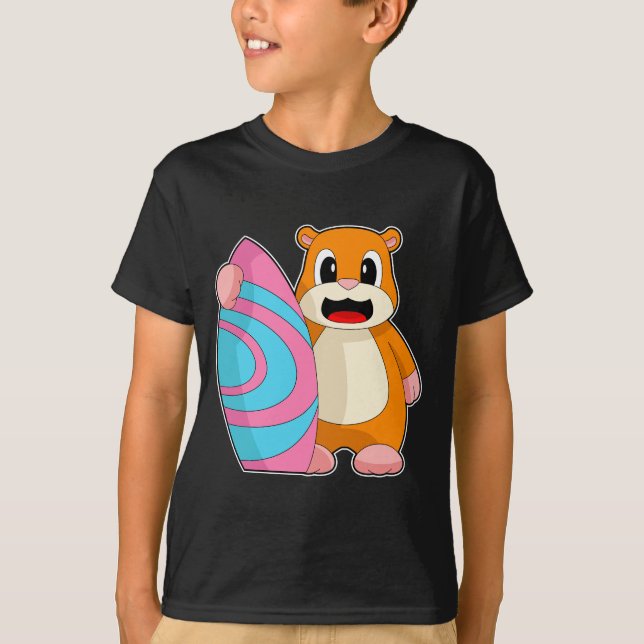 Hamster Surfer Surfboard T-Shirt (Front)