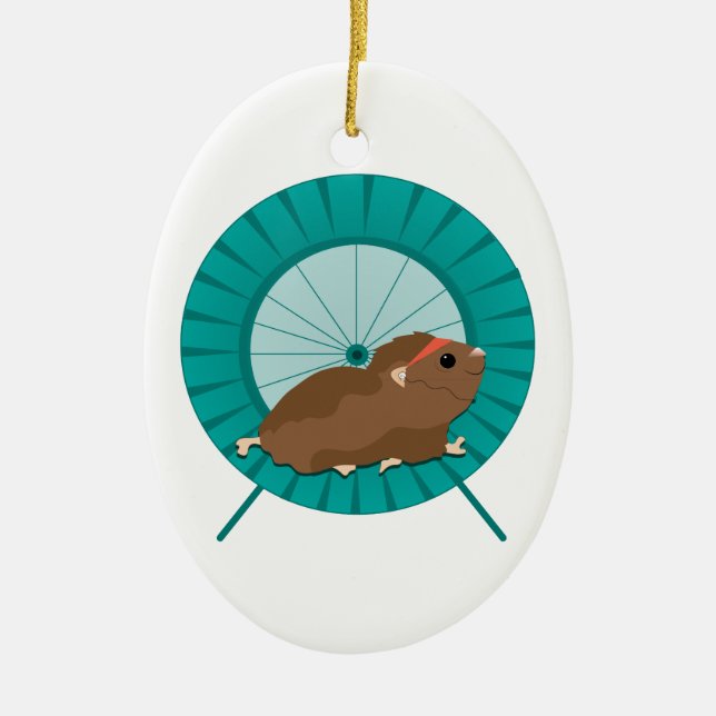 Hamster Treadmill Ceramic Tree Decoration (Front)