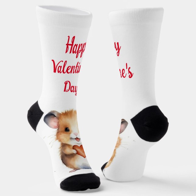 Hamster Valentine's Day Crew Socks (Angled)