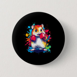 Hamster Wearing Boxing Gloves Colorful Art  6 Cm Round Badge