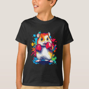 Hamster Wearing Boxing Gloves Colorful Art  T-Shirt