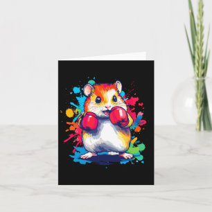 Hamster Wearing Boxing Gloves Colourful Art  Card