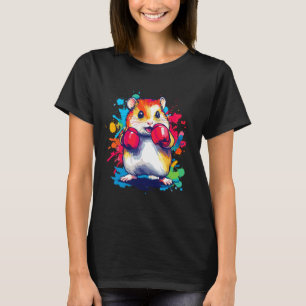 Hamster Wearing Boxing Gloves Colourful Art T-Shirt