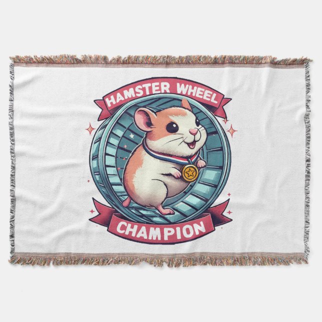 Hamster Wheel Champion Throw Blanket (Front)