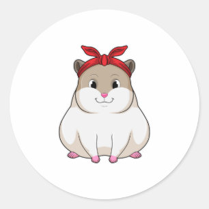 Hamster with Bandana Classic Round Sticker