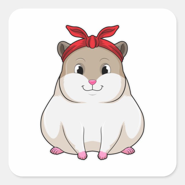 Hamster with Bandana Square Sticker (Front)