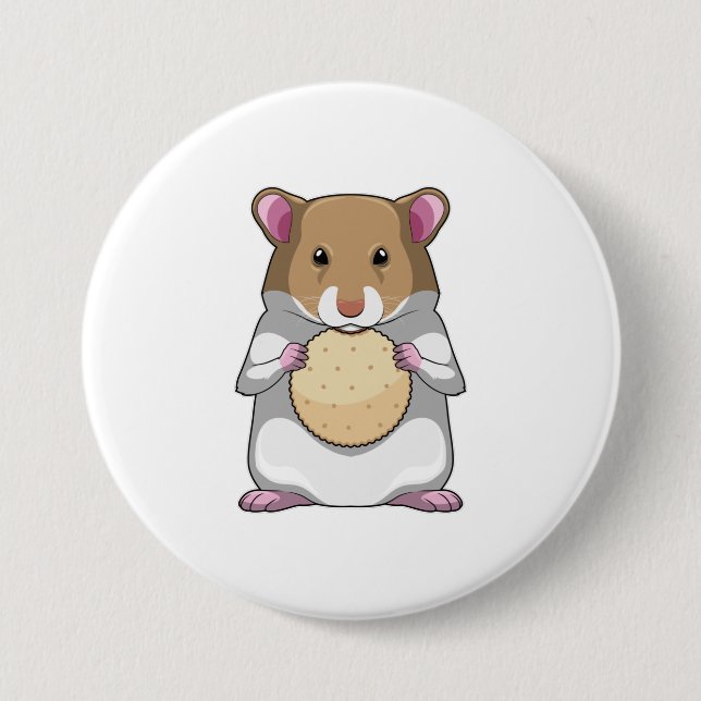 Hamster with Biscuit 7.5 Cm Round Badge (Front)