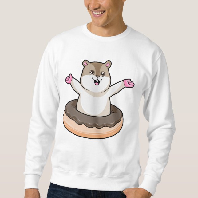 Hamster with Chocolate Donut Sweatshirt (Front)