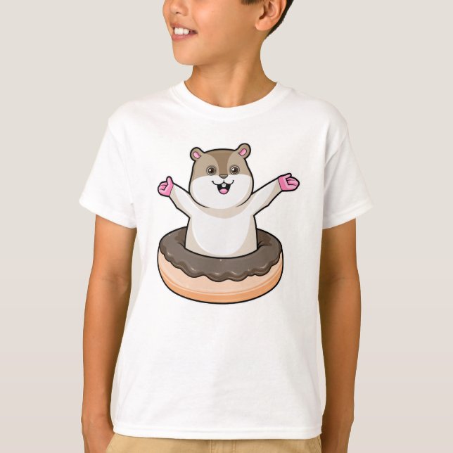 Hamster with Chocolate Donut T-Shirt (Front)