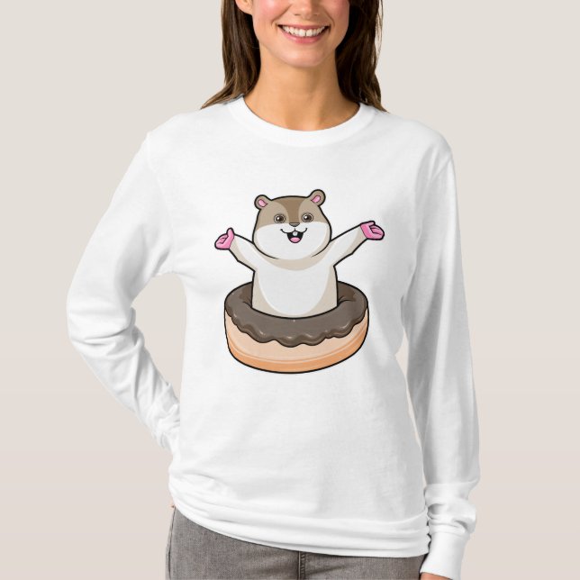 Hamster with Chocolate Donut T-Shirt (Front)